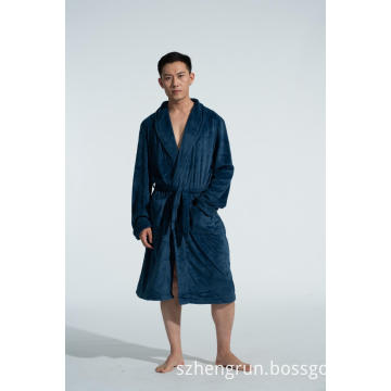 MEN'S POLYESTER MICROFIBER FLEECE NIGHT GOWN